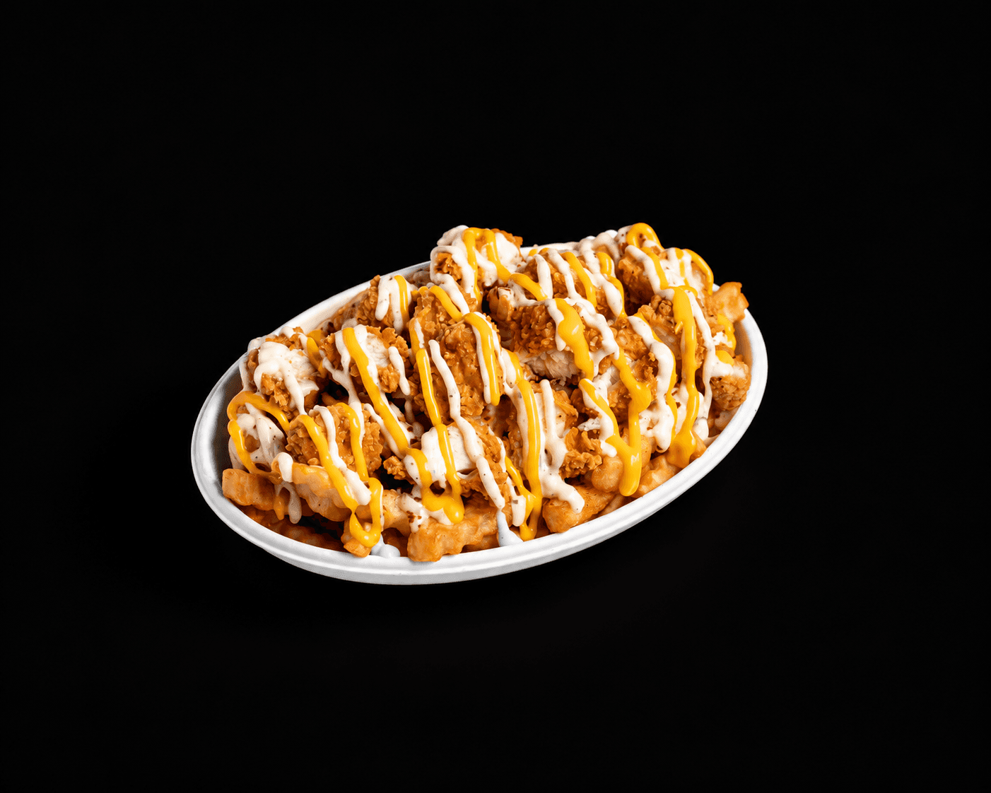 Proper Burger Chicken Loaded Fries with crispy chicken and sauces.