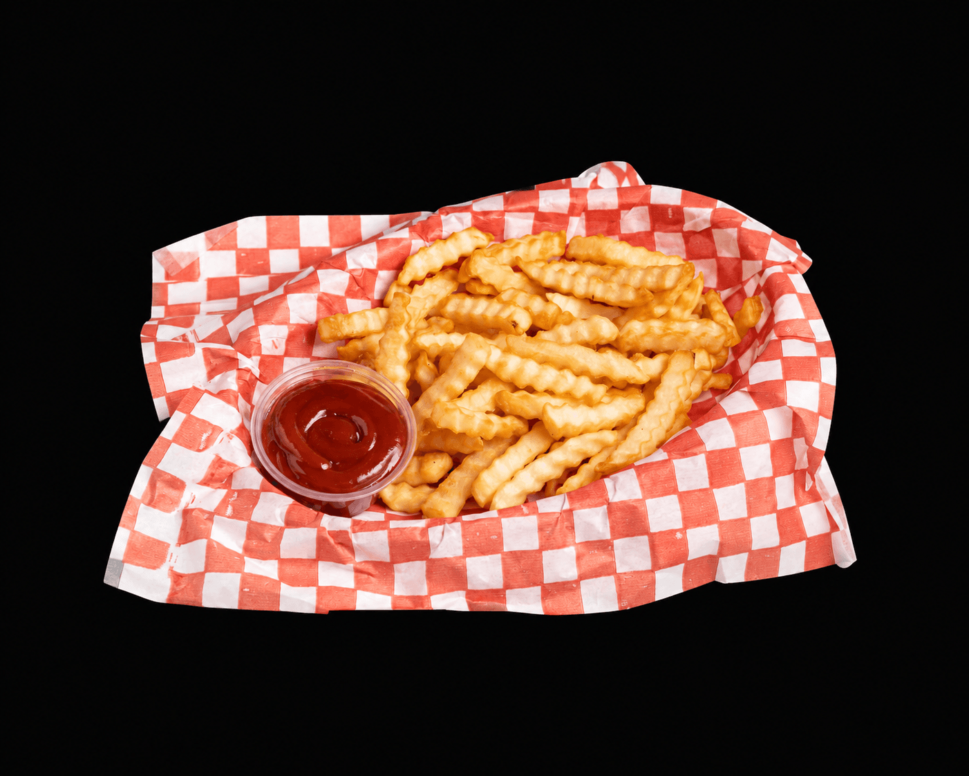 Golden crinkle-cut fries seasoned with sea salt.
